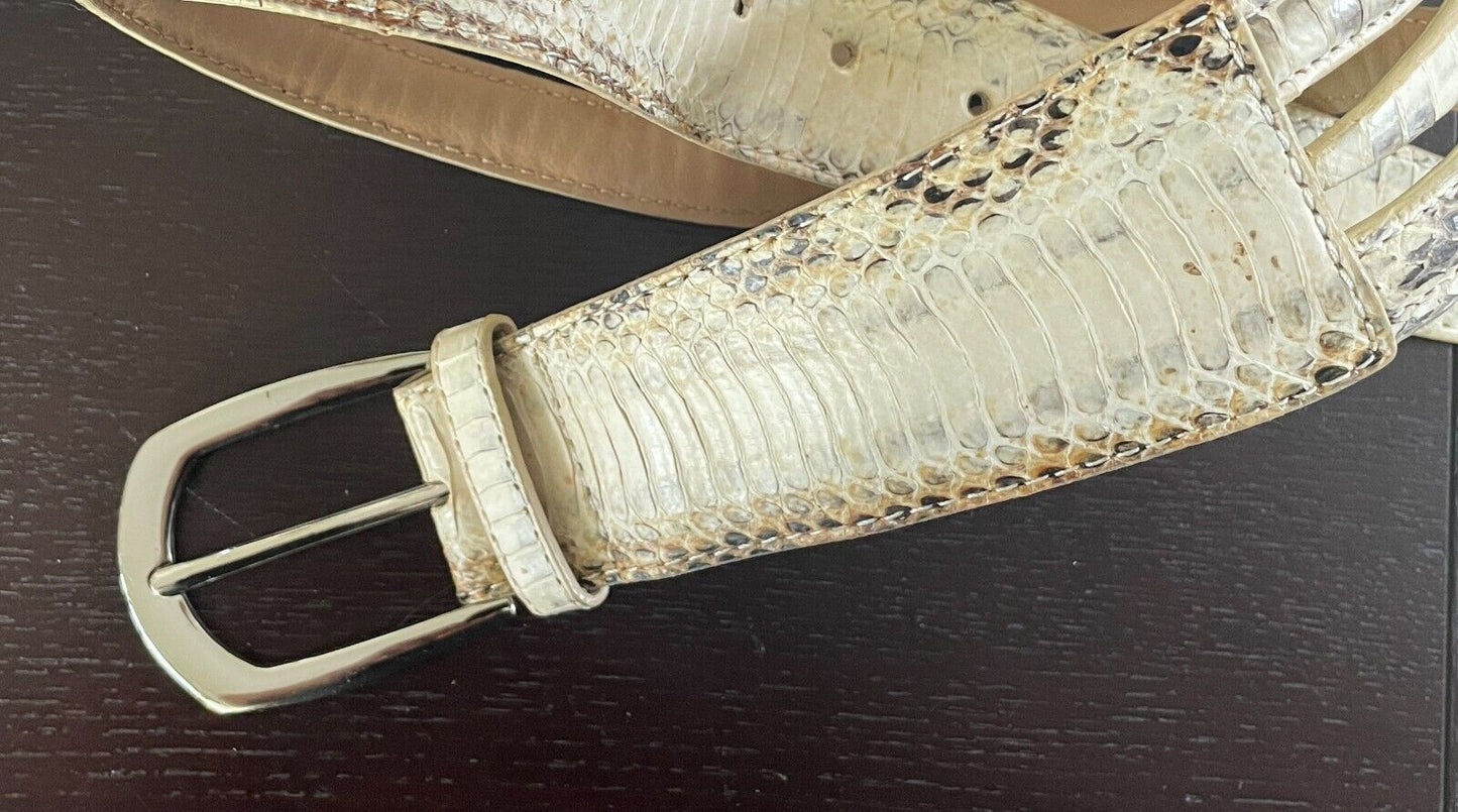 WITCHERY Leather Belt Off White Grey Size S M 10 12 Snakeskin Belt Stunning