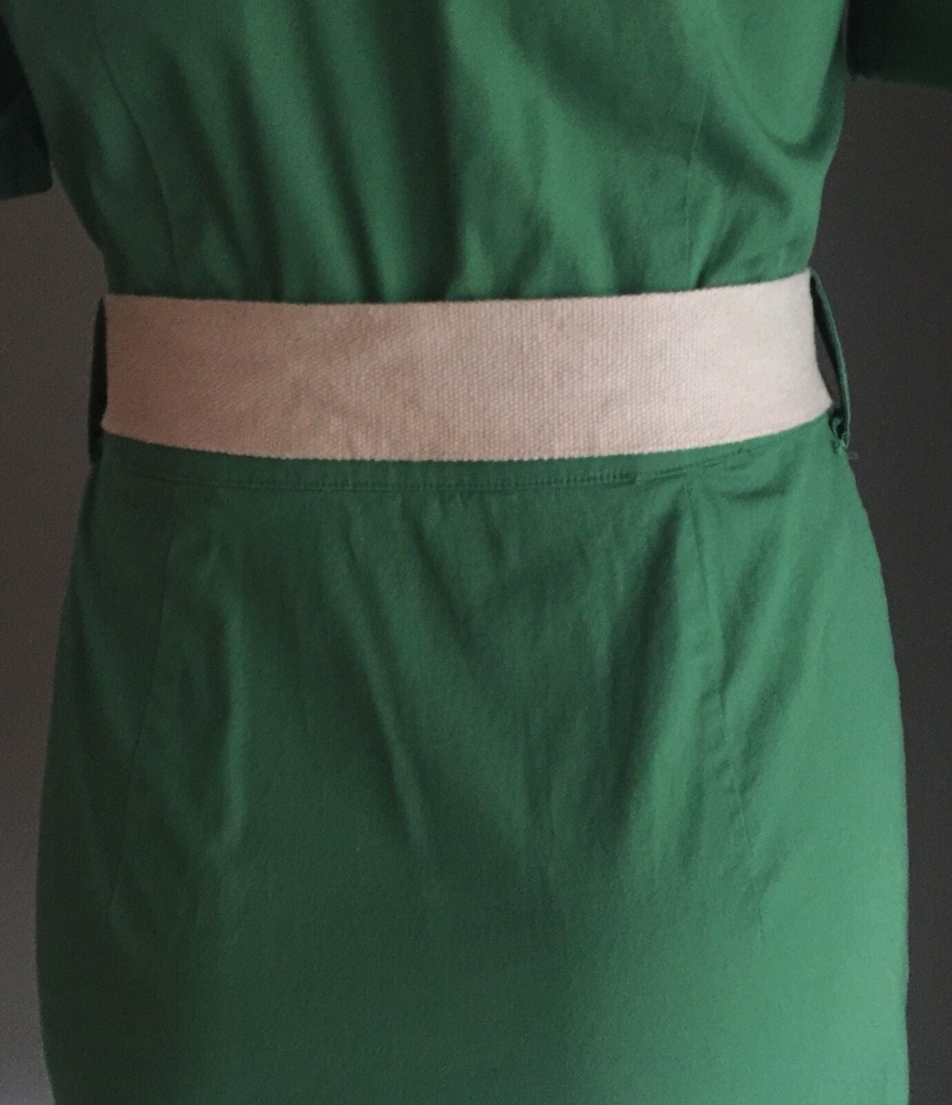 JACQUI E Dress Stretch Green Shirt Dress w Belt Size 6 AU 10 1940's Inspired