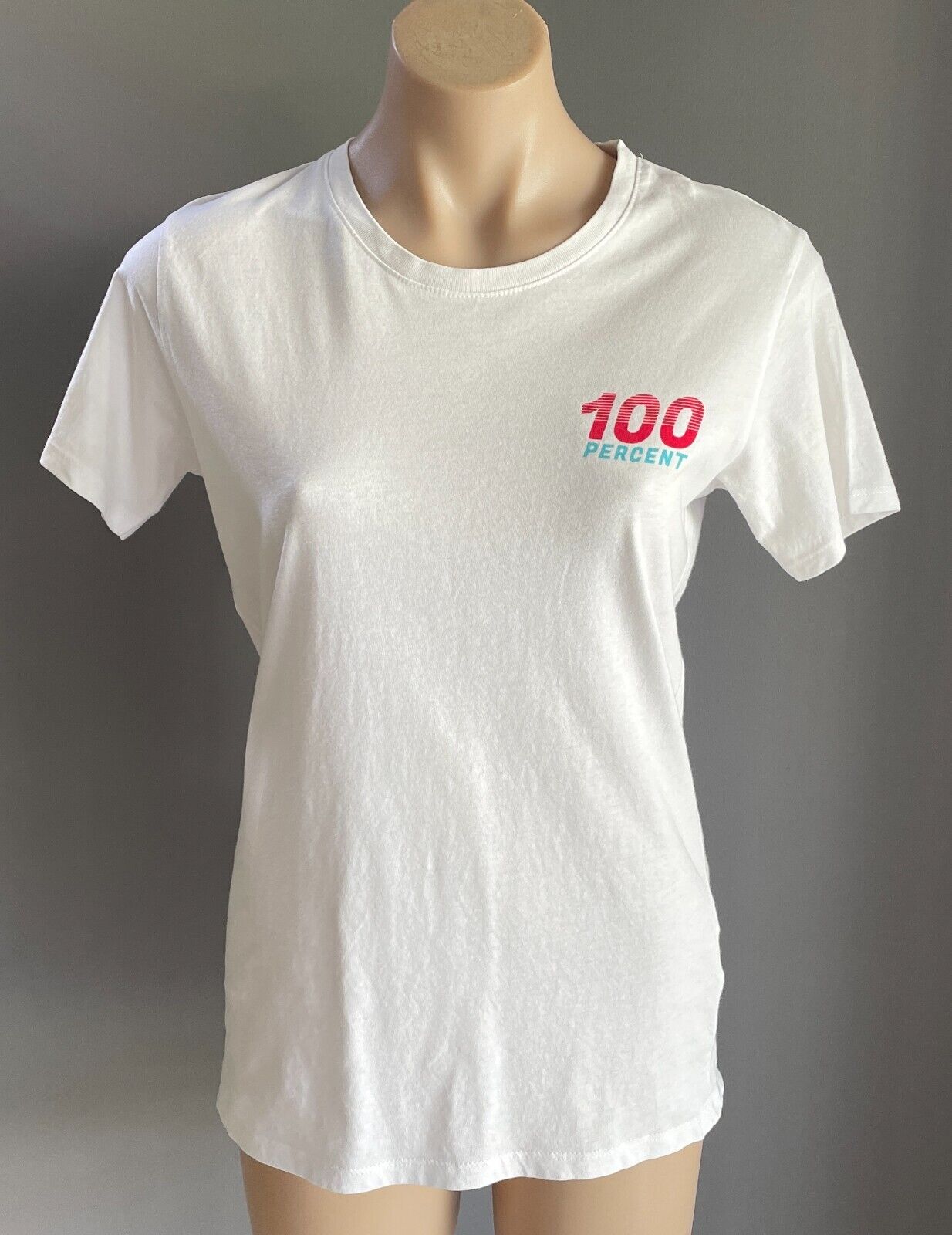 COTTON ON "100 Percent" Print Top White T-Shirt Size S P 10 Short Sleeves Cotton