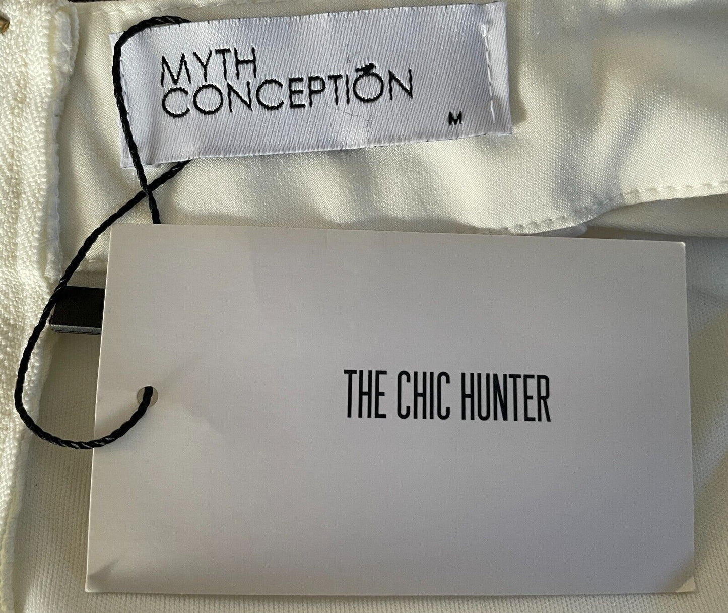 MYTH CONCEPTION Off White Choker Neck Crop Top Size M 10 Deep V Neck NEW