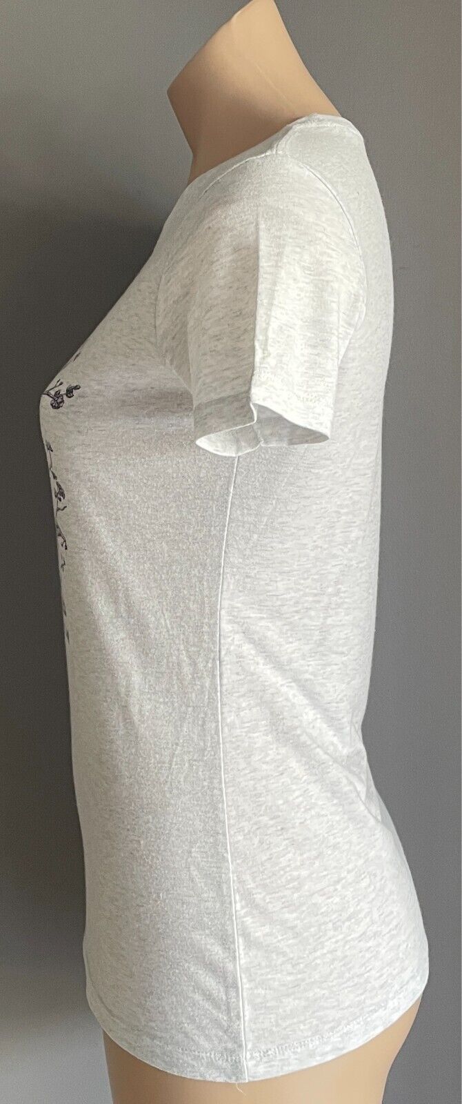 NEXT LEVEL Grey Marl T Shirt Round Neck Torso & Branch Print Top Size S 10 NEW