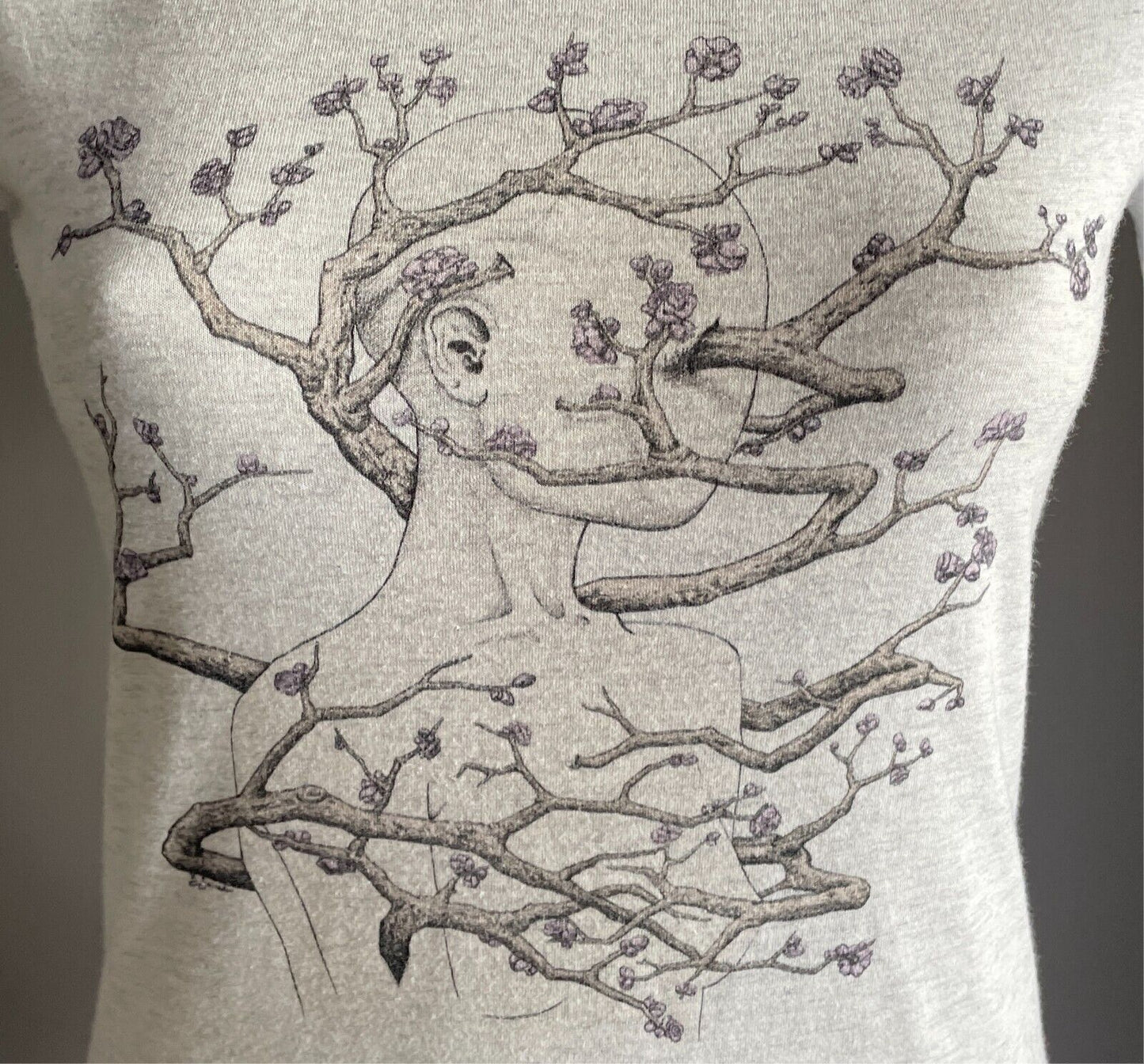 NEXT LEVEL Grey Marl T Shirt Round Neck Torso & Branch Print Top Size S 10 NEW