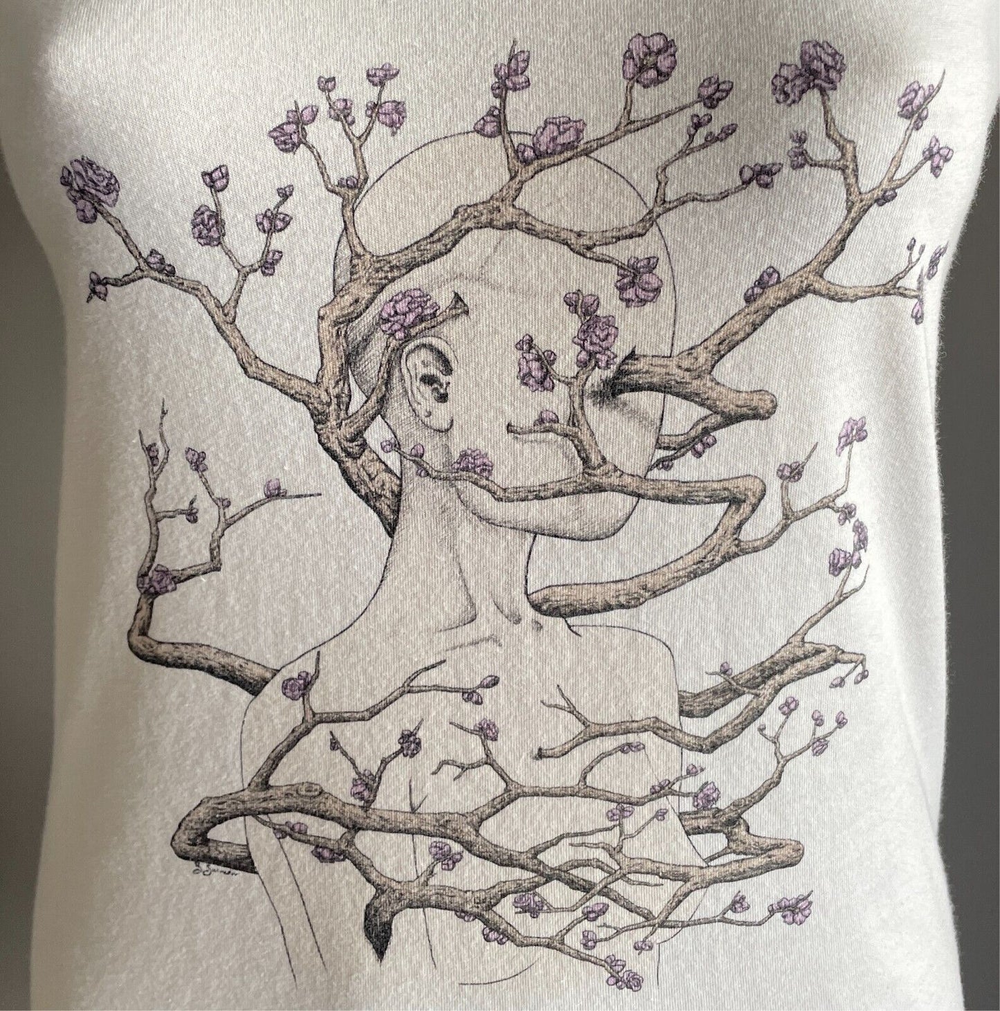 BELLA + CANVAS White V Neck Sh/Sleeve Top Cotton Torso Branch Graphic Size S 10