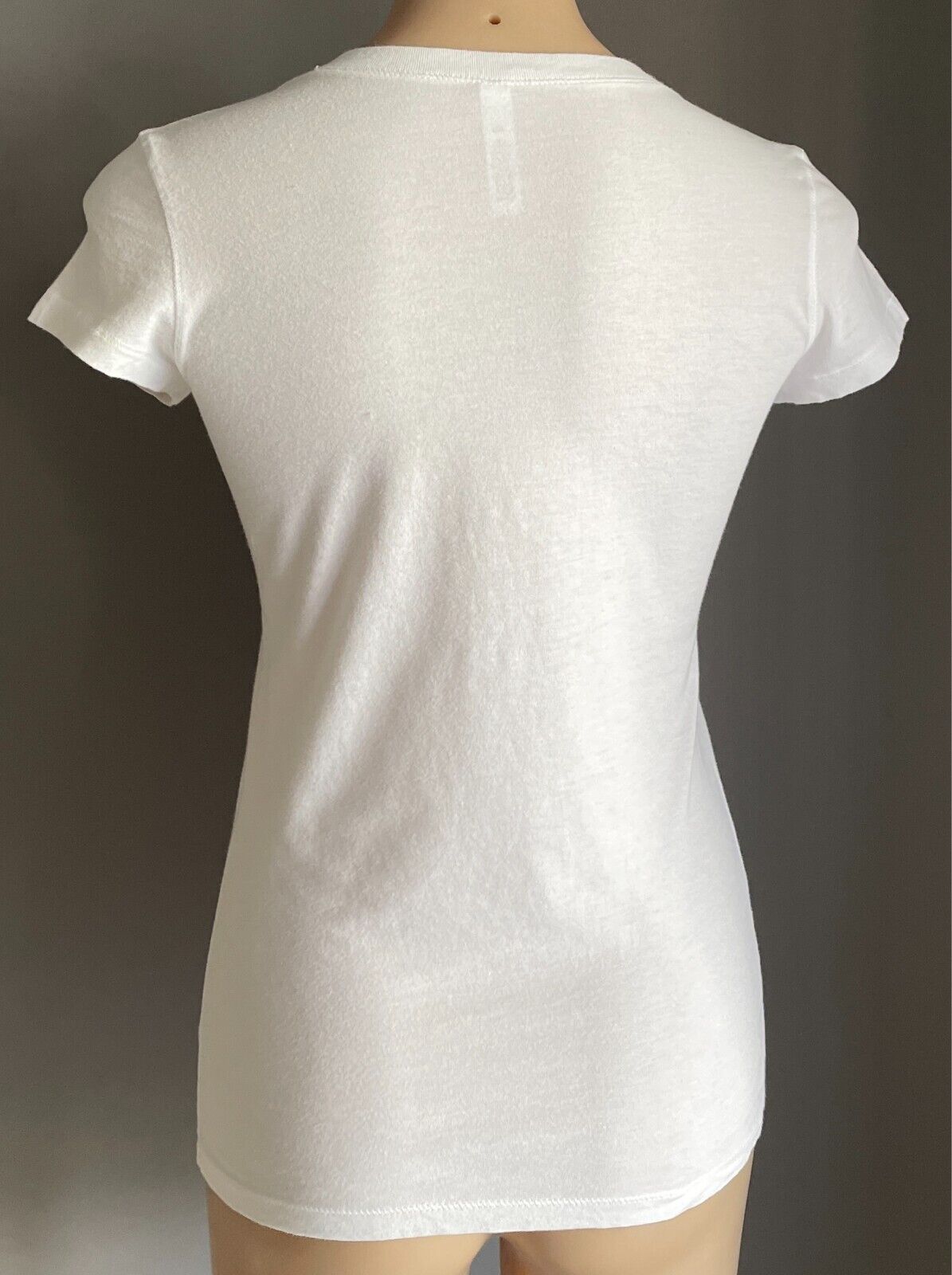 BELLA + CANVAS White V Neck Sh/Sleeve Top Cotton Torso Branch Graphic Size S 10