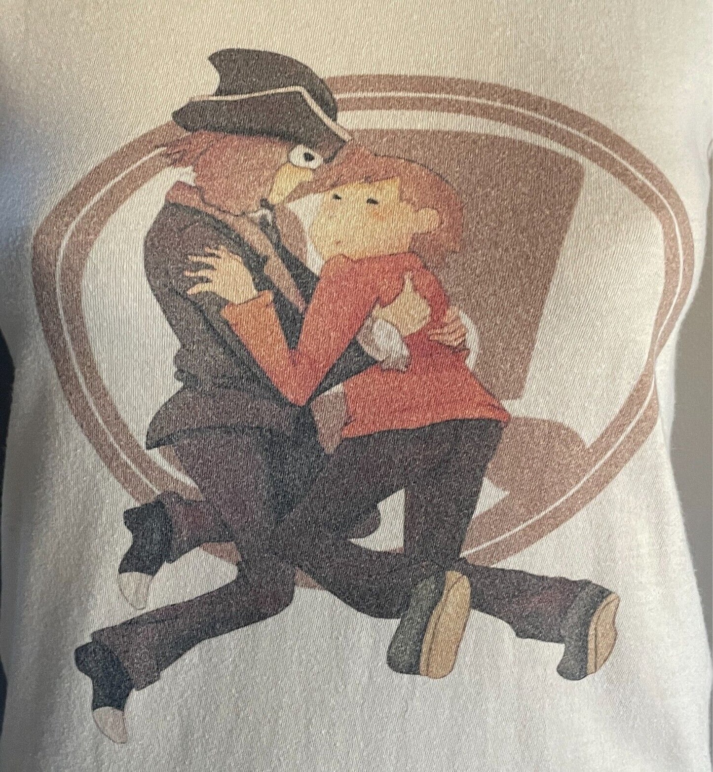 AMERICAN APPAREL T-Shirt Beige Multicoloured Anime Tee Size S 10 Cotton