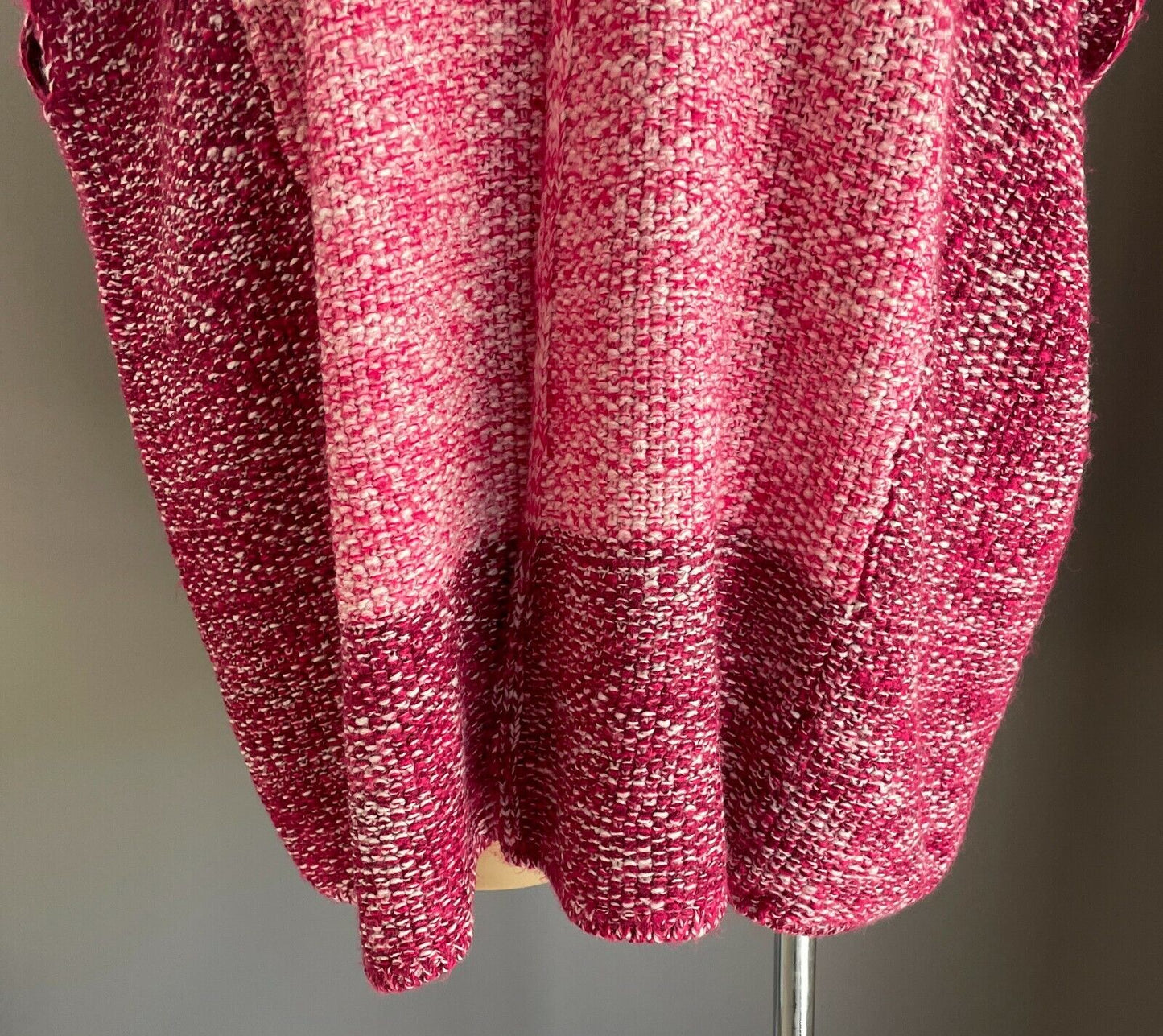 AUTOGRAPH Top Short Sleeve Cardigan Cerise Pink White Chunky Knit Plus Size S 18