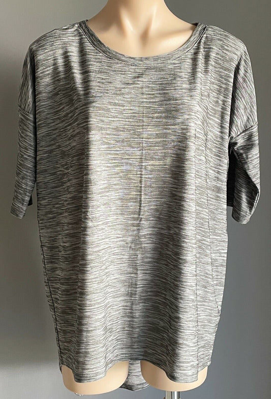 WITCHERY Top Grey Marl Short Sleeve Hi Low Relaxed Fit & Style Blouse Size S 10