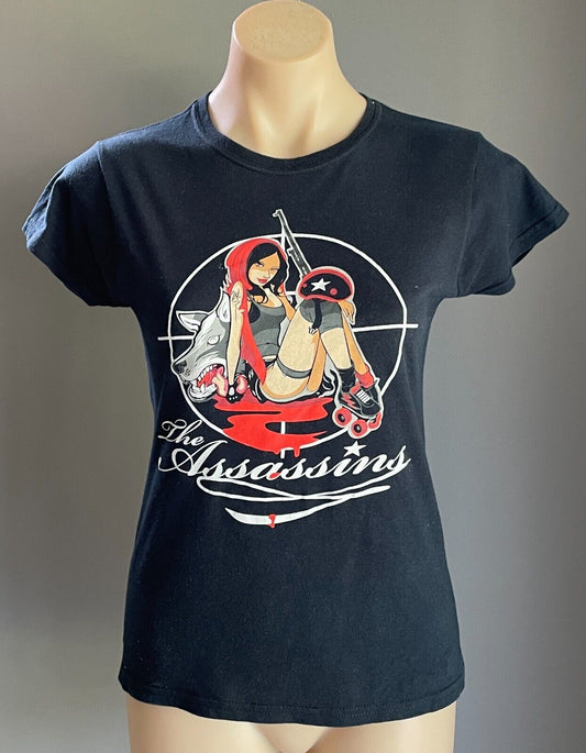 GILDAN Tee Navy Blue "The Assassins" Cotton T-Shirt Top Size M 10  Short Sleeve