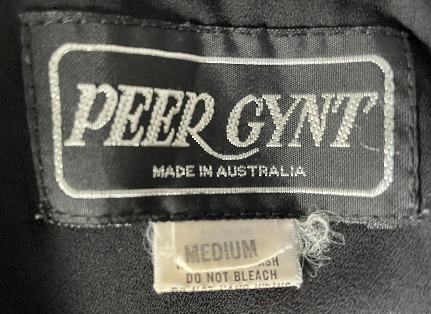 PEER GYNT Top Black Sleeveless Cami Plus Size M 12 Round Neck Ribbon Vintage