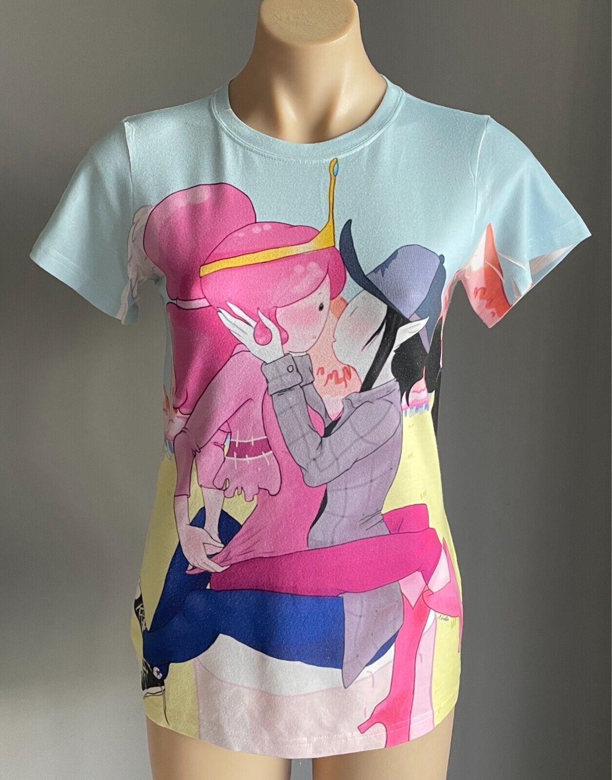 Vapor Apparel T Shirt White Anime Graphic Short Sleeve Size M 10 Stretch Signed