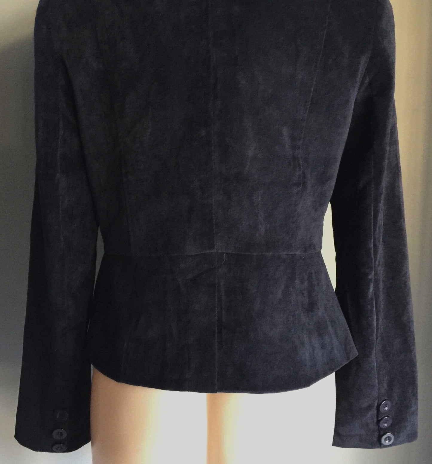 MINTY MEETS MUNT Jacket Collar Navy Suede Look & Black Pleather Size L 12