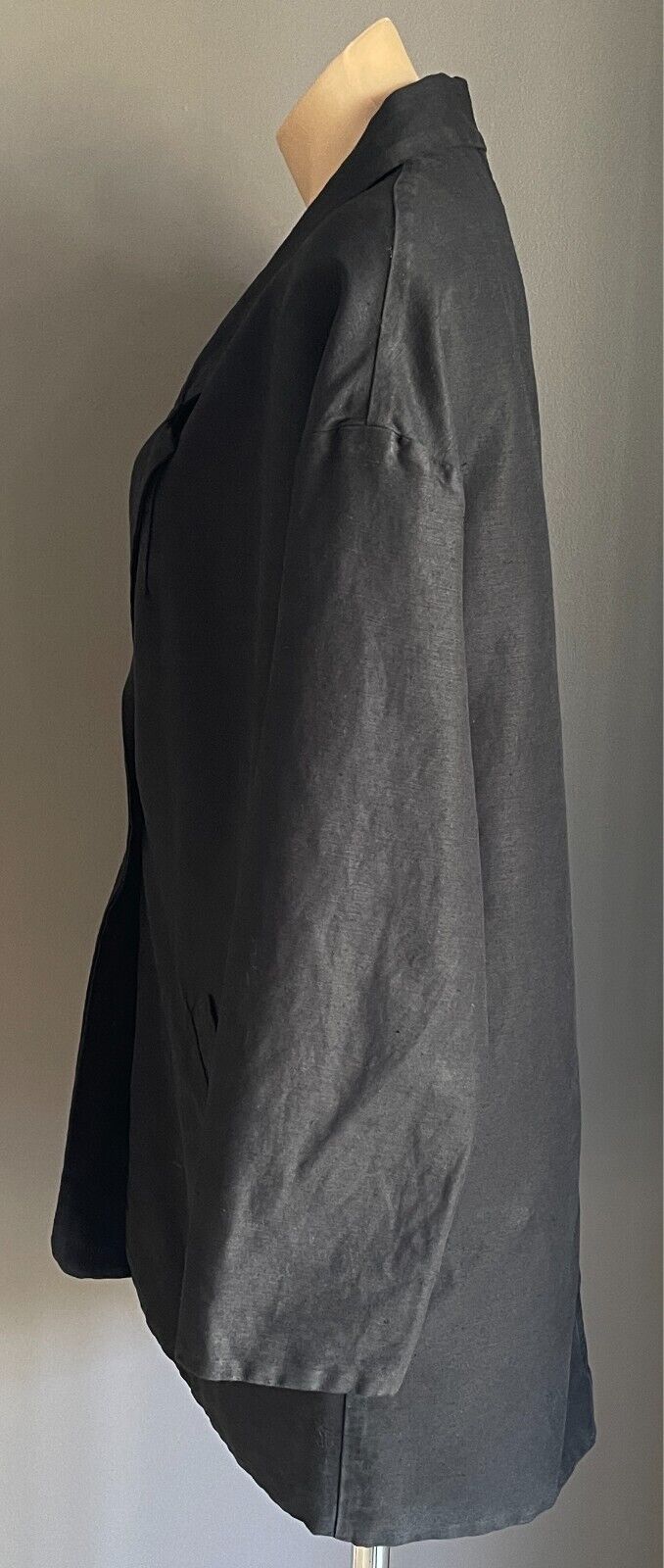 MAISON OLGA Coat Jacket Blazer Black Cotton Linen Size 01 AU 14 Oversized Heavy