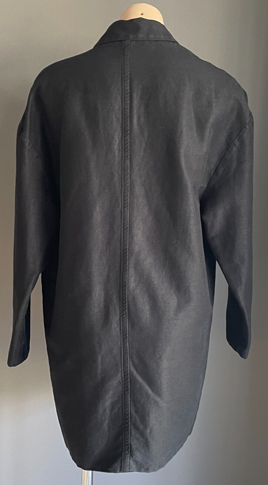 MAISON OLGA Coat Jacket Blazer Black Cotton Linen Size 01 AU 14 Oversized Heavy
