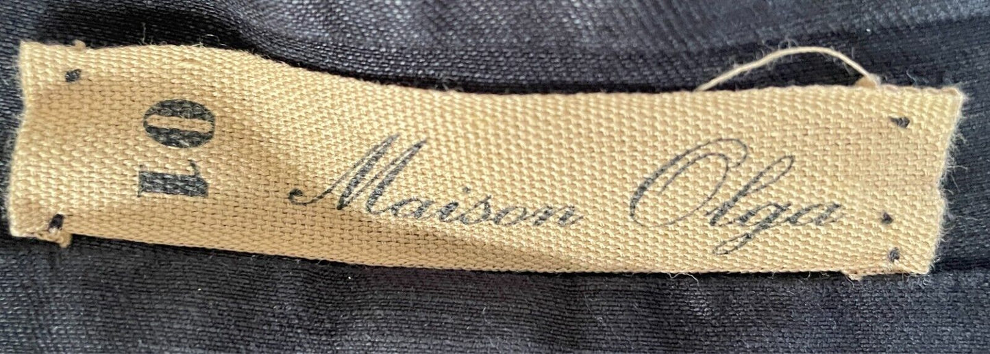 MAISON OLGA Coat Jacket Blazer Black Cotton Linen Size 01 AU 14 Oversized Heavy