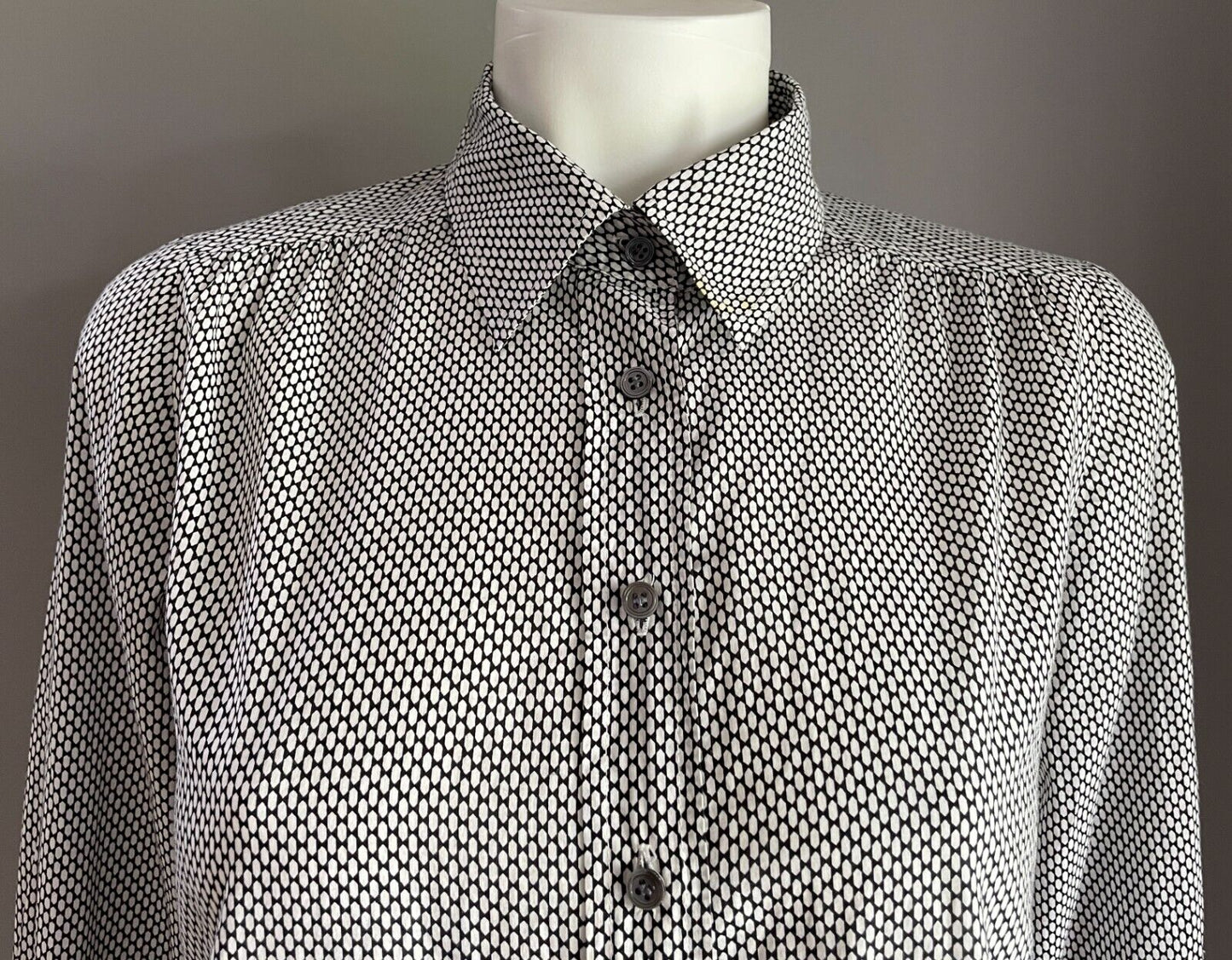 J. CREW Shirt Black White Print Button Up  Long Sleeve Cotton Ladies Size 0 AU 8