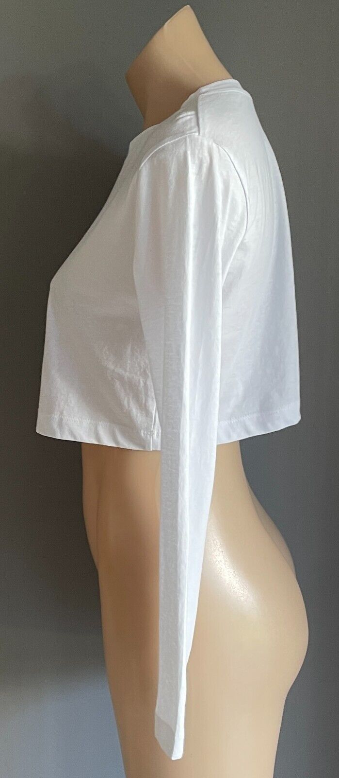 TBAR LIMITED Crop Top White Long Sleeve " Urban Heat " Front Size XS 10 NEW