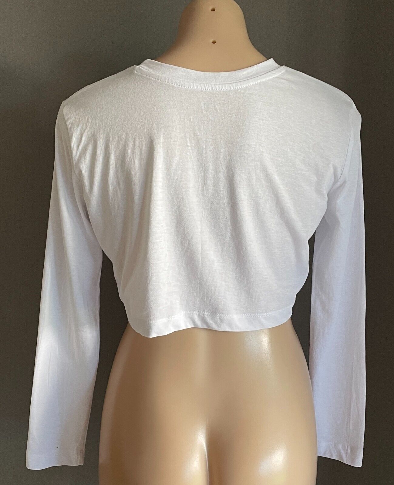 TBAR LIMITED Crop Top White Long Sleeve " Urban Heat " Front Size XS 10 NEW