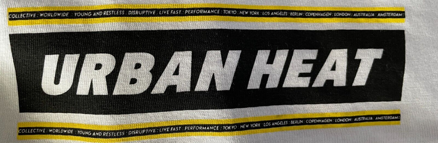 TBAR LIMITED Crop Top White Long Sleeve " Urban Heat " Front Size XS 10 NEW