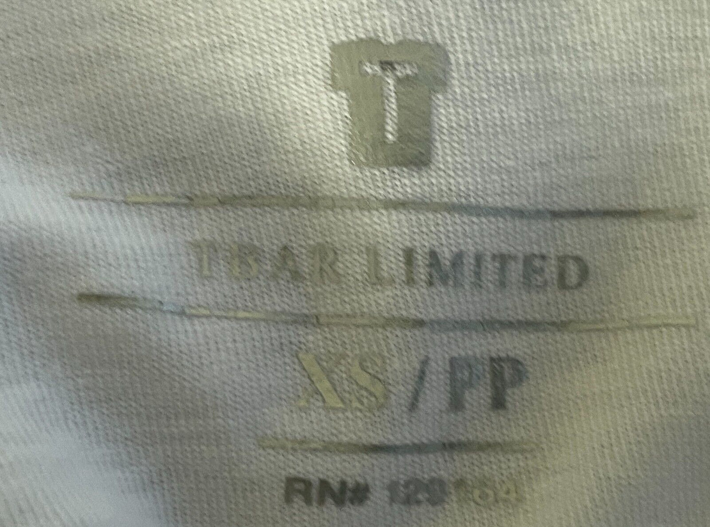 TBAR LIMITED Crop Top White Long Sleeve " Urban Heat " Front Size XS 10 NEW