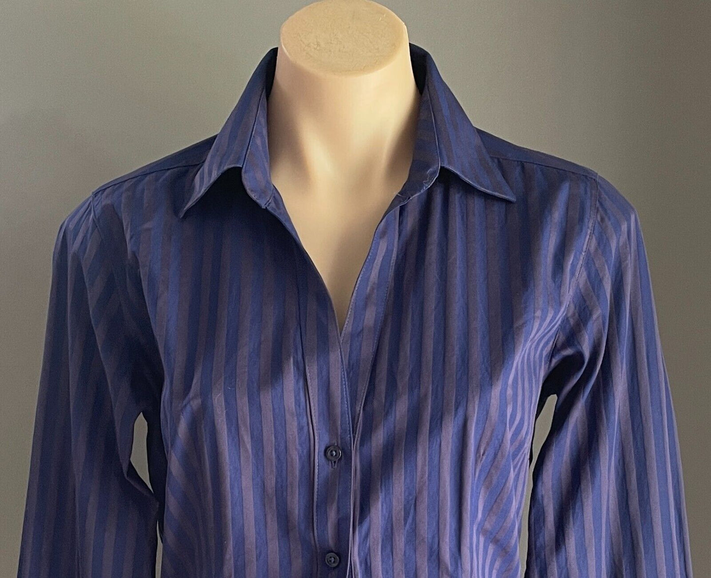 BEN SHERMAN "Westminster" Shirt Blue Grey Stripe Long Sleeve Buttoned Size M 12