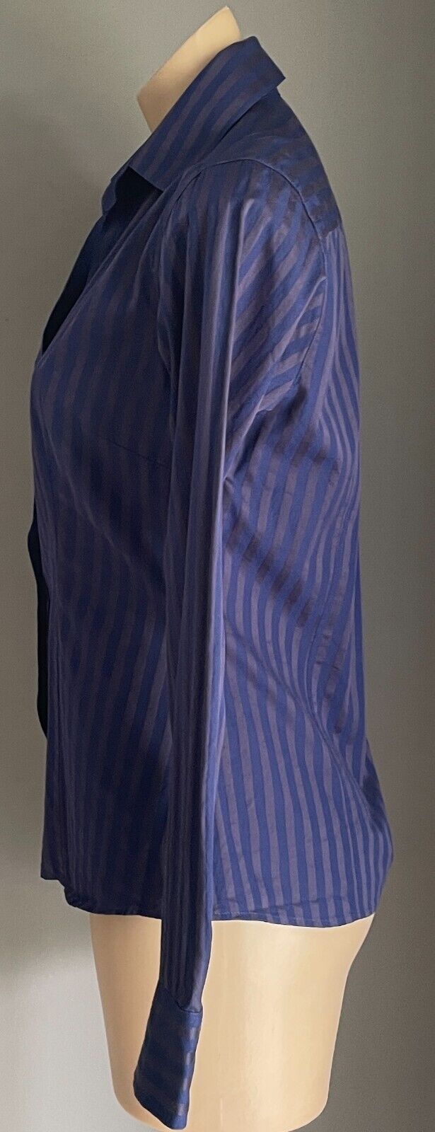 BEN SHERMAN "Westminster" Shirt Blue Grey Stripe Long Sleeve Buttoned Size M 12