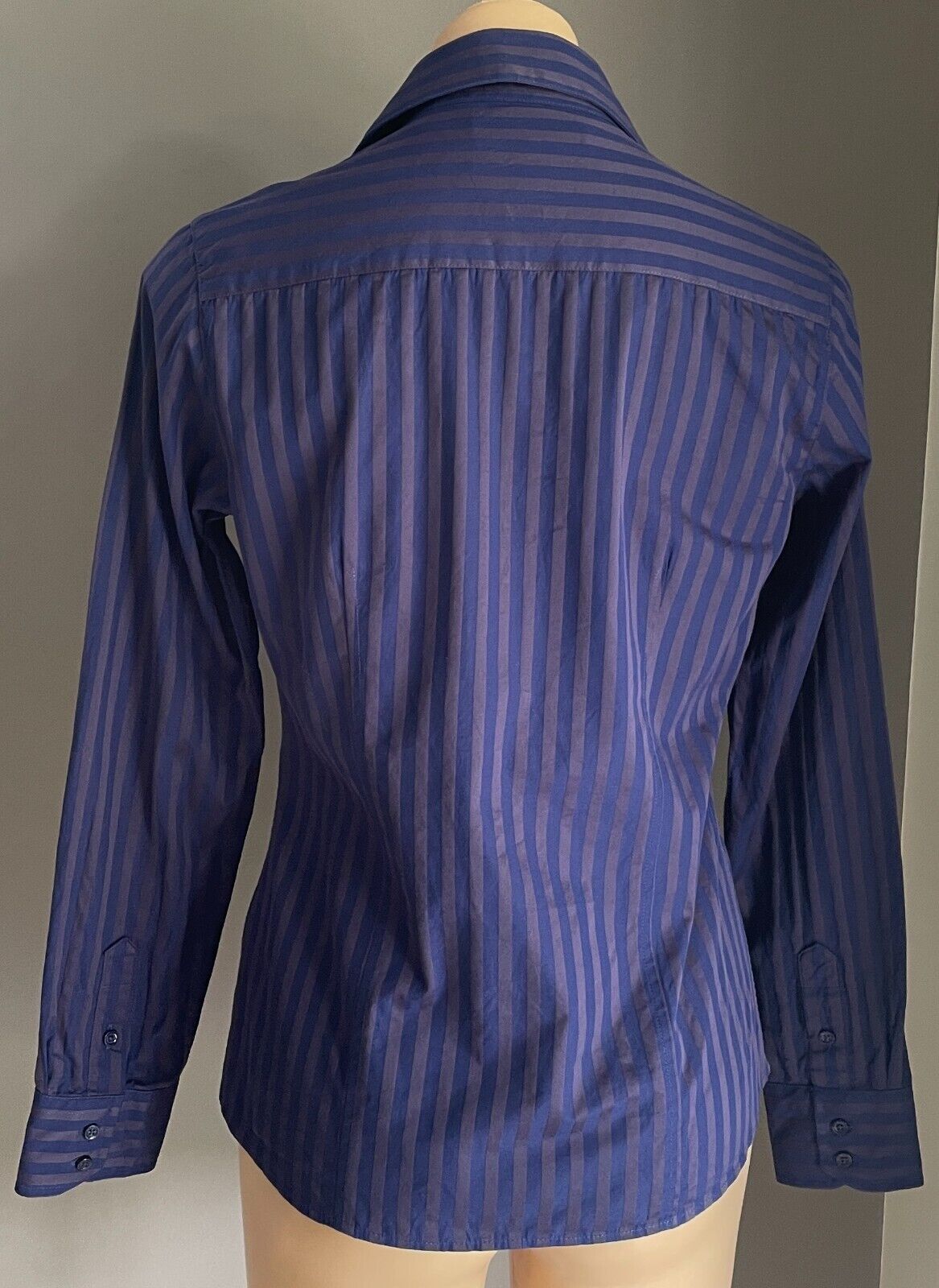 BEN SHERMAN "Westminster" Shirt Blue Grey Stripe Long Sleeve Buttoned Size M 12