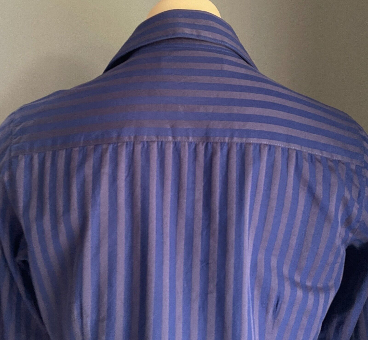 BEN SHERMAN "Westminster" Shirt Blue Grey Stripe Long Sleeve Buttoned Size M 12