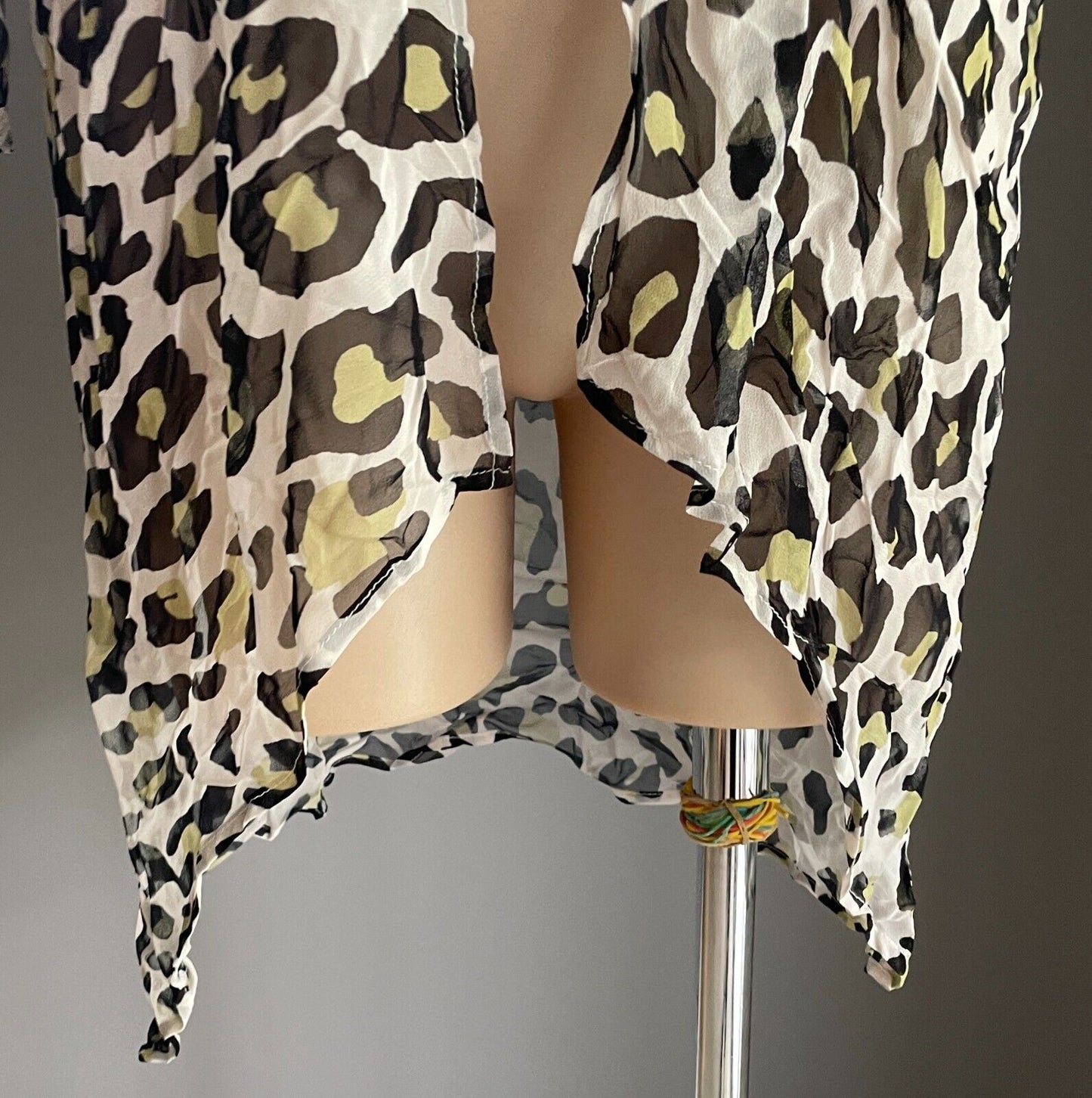 CAROLINA Kimono Top White Black Khaki Leopard Crinkle Semi Sheer Open Size 10 12