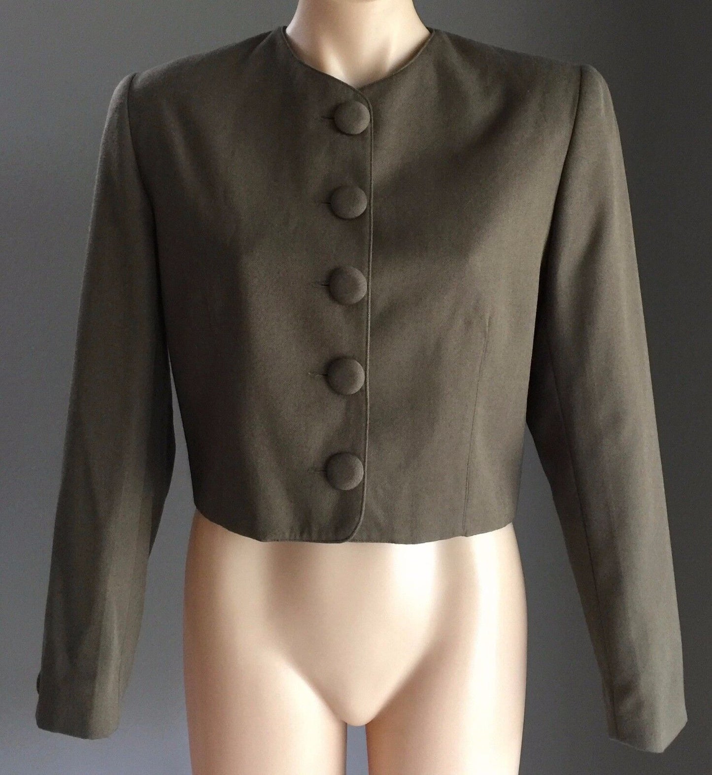 SPORT EIGHT Jacket Khaki Lightweight Crop Long Sleeve Size 10 1950's Look Retro
