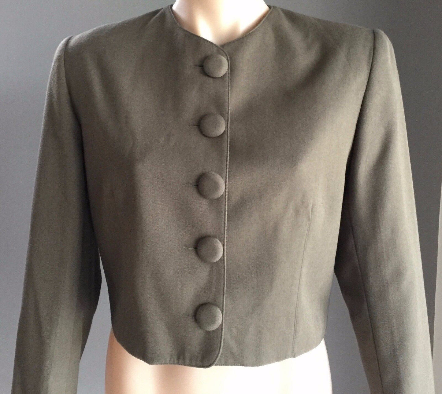SPORT EIGHT Jacket Khaki Lightweight Crop Long Sleeve Size 10 1950's Look Retro