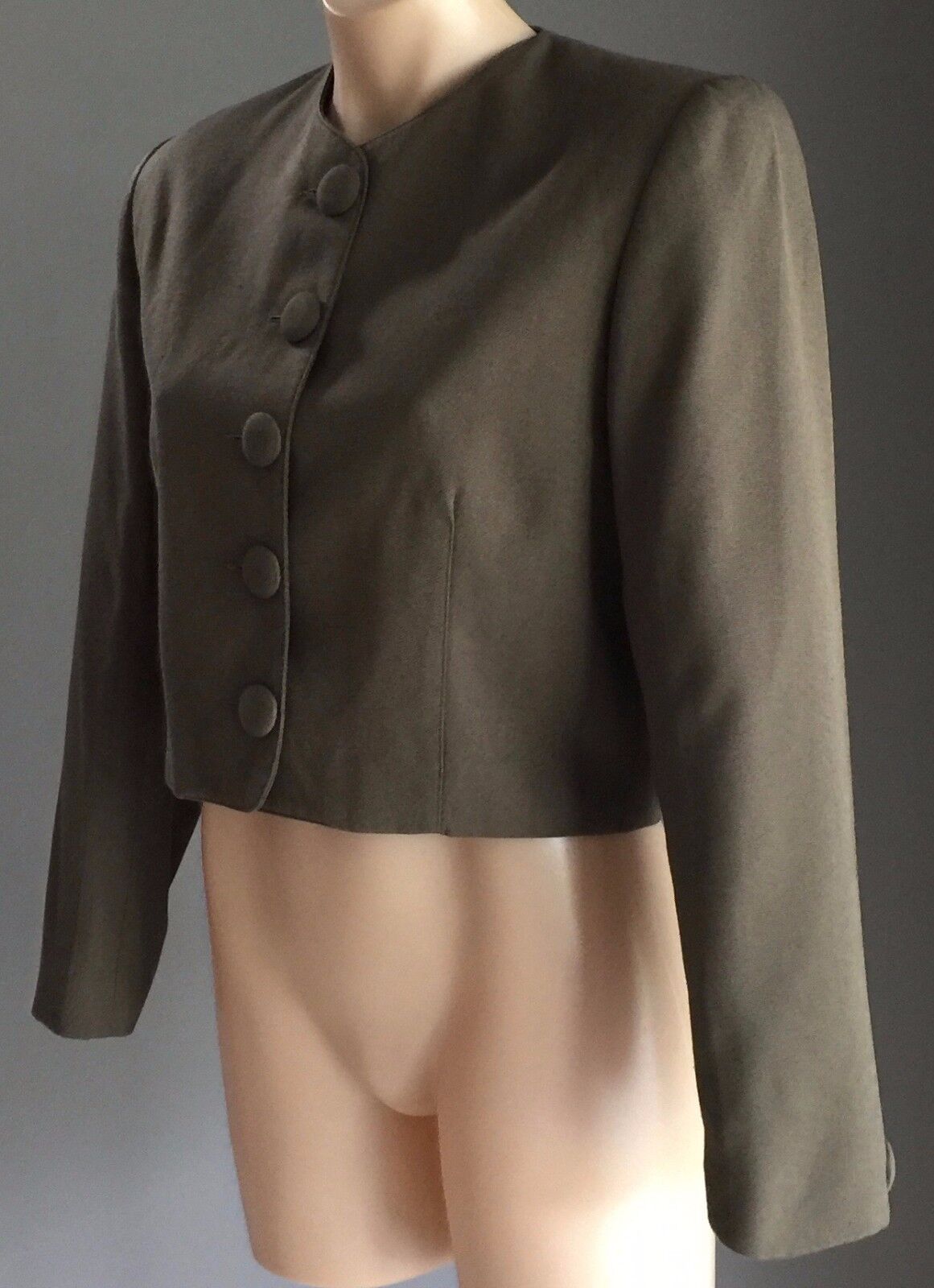 SPORT EIGHT Jacket Khaki Lightweight Crop Long Sleeve Size 10 1950's Look Retro