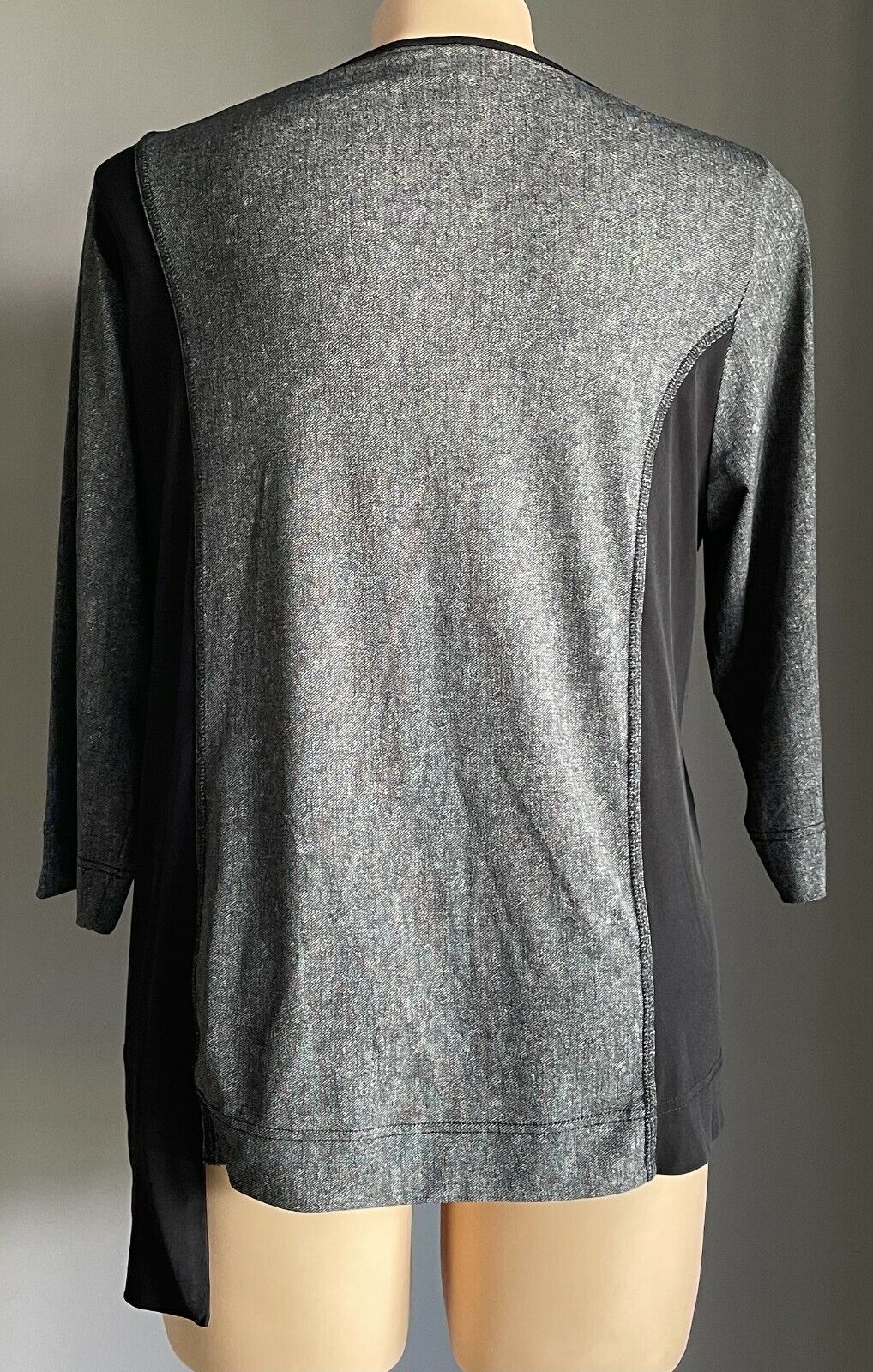TAKING SHAPE TS Stretch Top Black & Grey 3/4 Sleeve Sweater Plus Size M NWOT