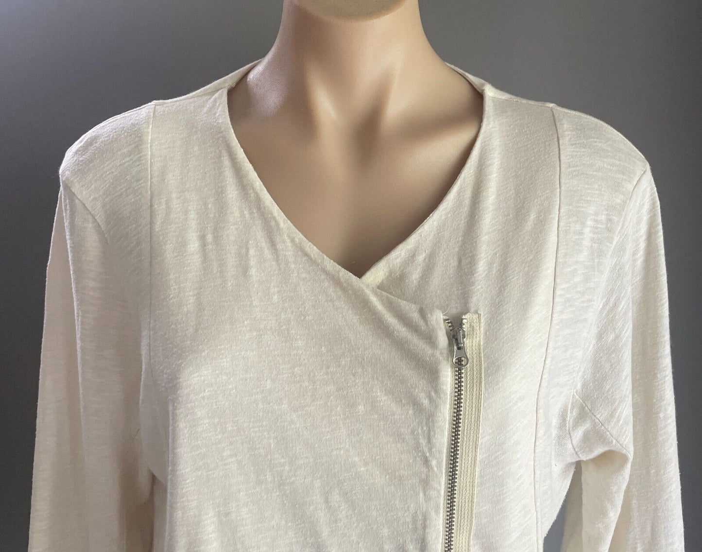 AMERICAN VINTAGE Jacket Off White Zip Front Lightweight Cotton Soft Size L 12