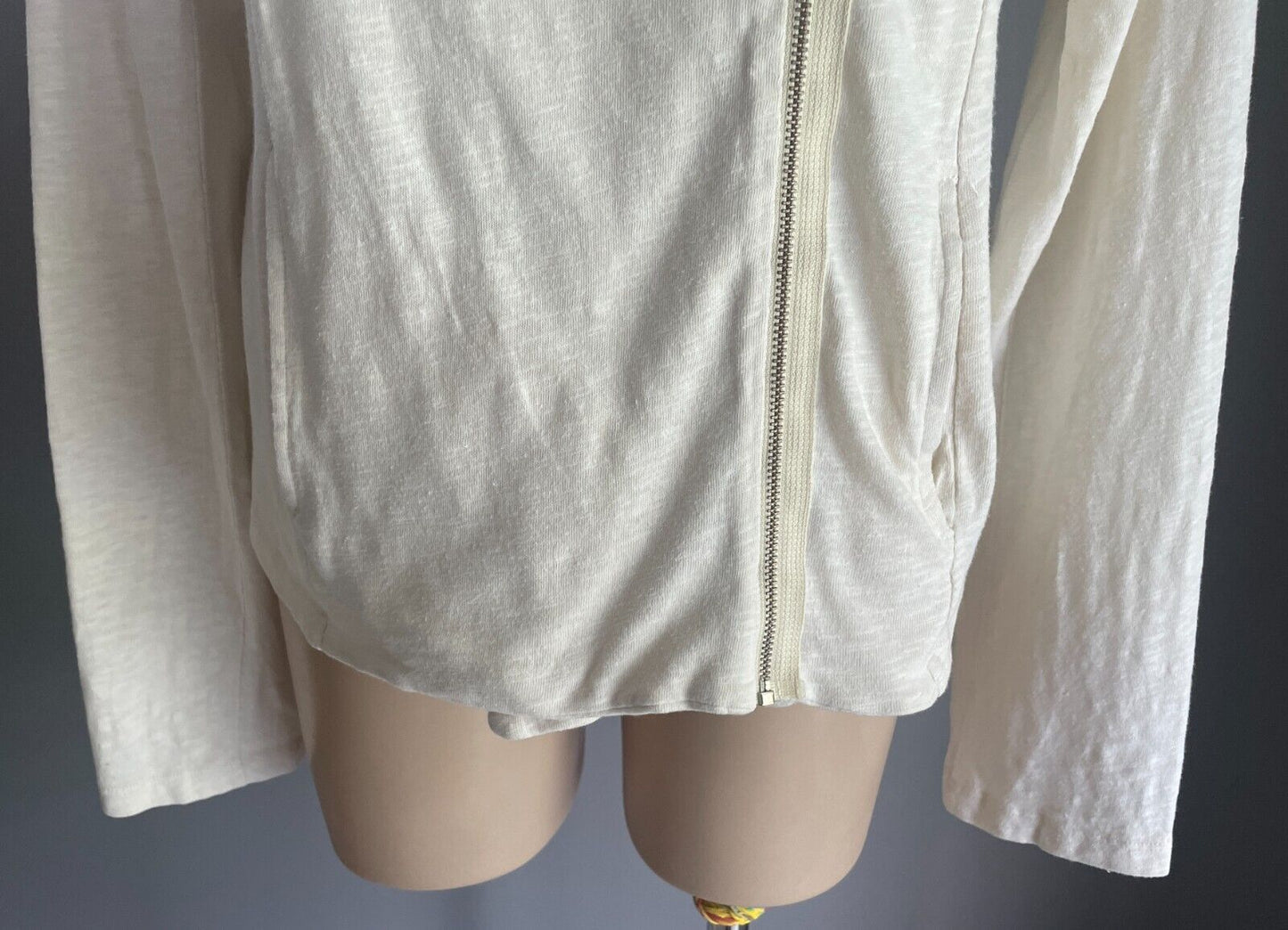 AMERICAN VINTAGE Jacket Off White Zip Front Lightweight Cotton Soft Size L 12