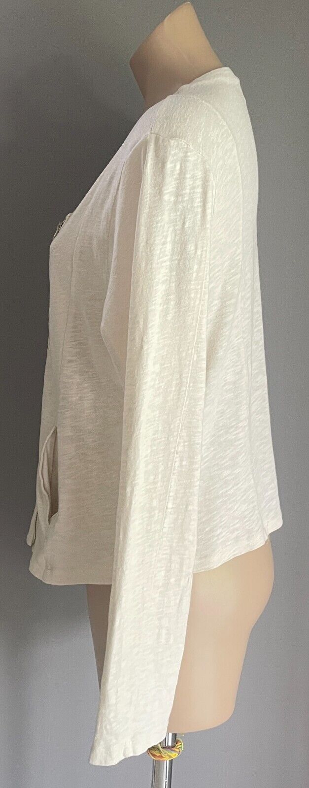 AMERICAN VINTAGE Jacket Off White Zip Front Lightweight Cotton Soft Size L 12