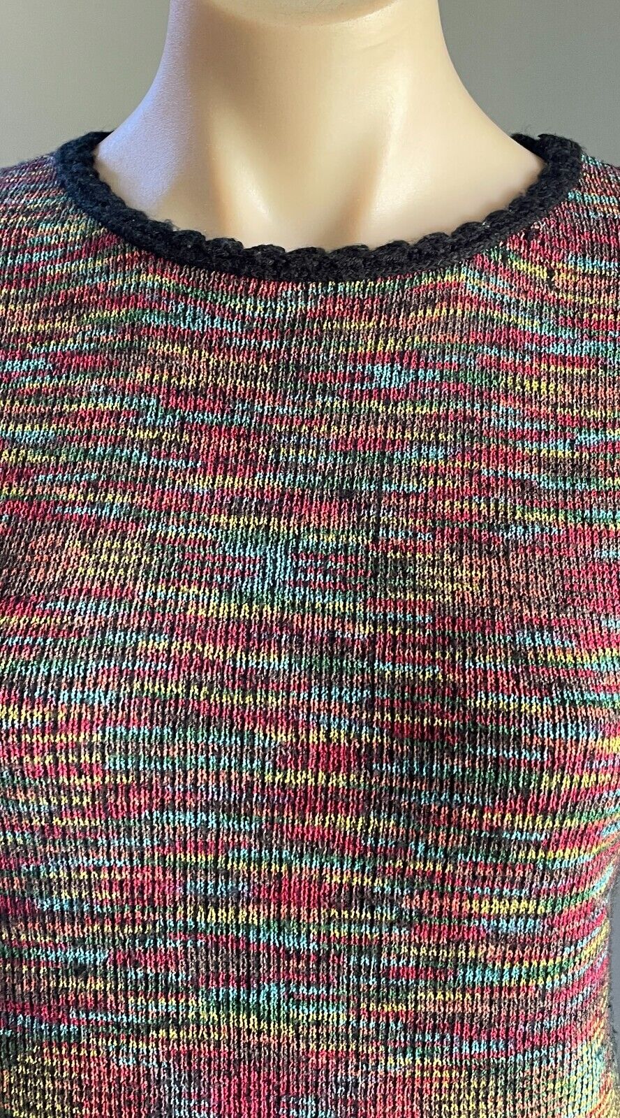 ONAIR CLASSIC Jumper Top Colourful Mottle Knit Wool Blend Short Sleeves Size 10