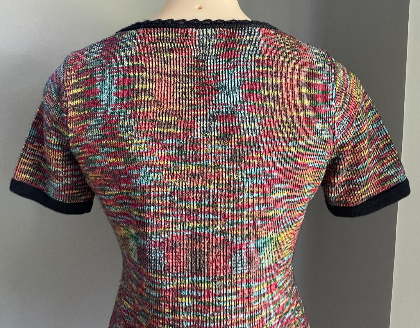 ONAIR CLASSIC Jumper Top Colourful Mottle Knit Wool Blend Short Sleeves Size 10