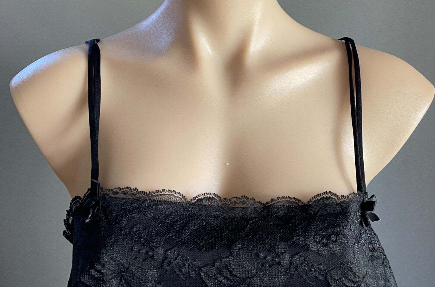 REGINE Teddy Black Lace Body Suit Lace Overlay Thin Double Strap Vintage S1ze 14