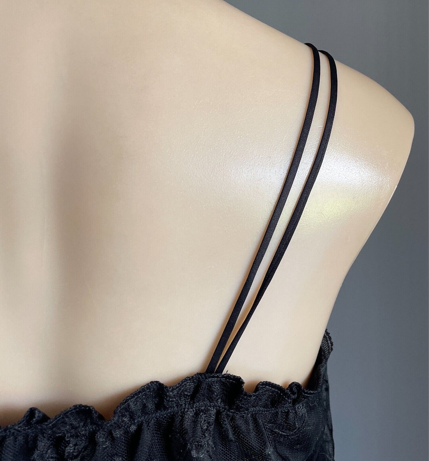 REGINE Teddy Black Lace Body Suit Lace Overlay Thin Double Strap Vintage S1ze 14