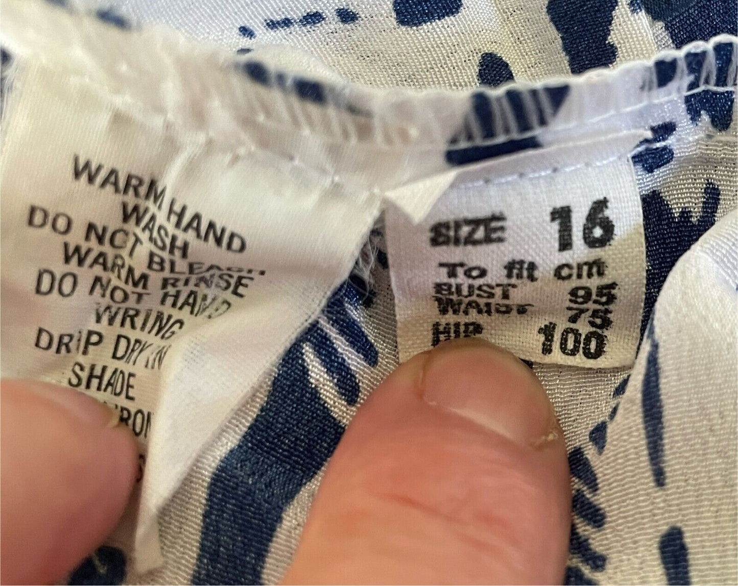 NEW DEPARTURES Blouse & Skirt 2 Piece Suit Blue & White Print Size 16