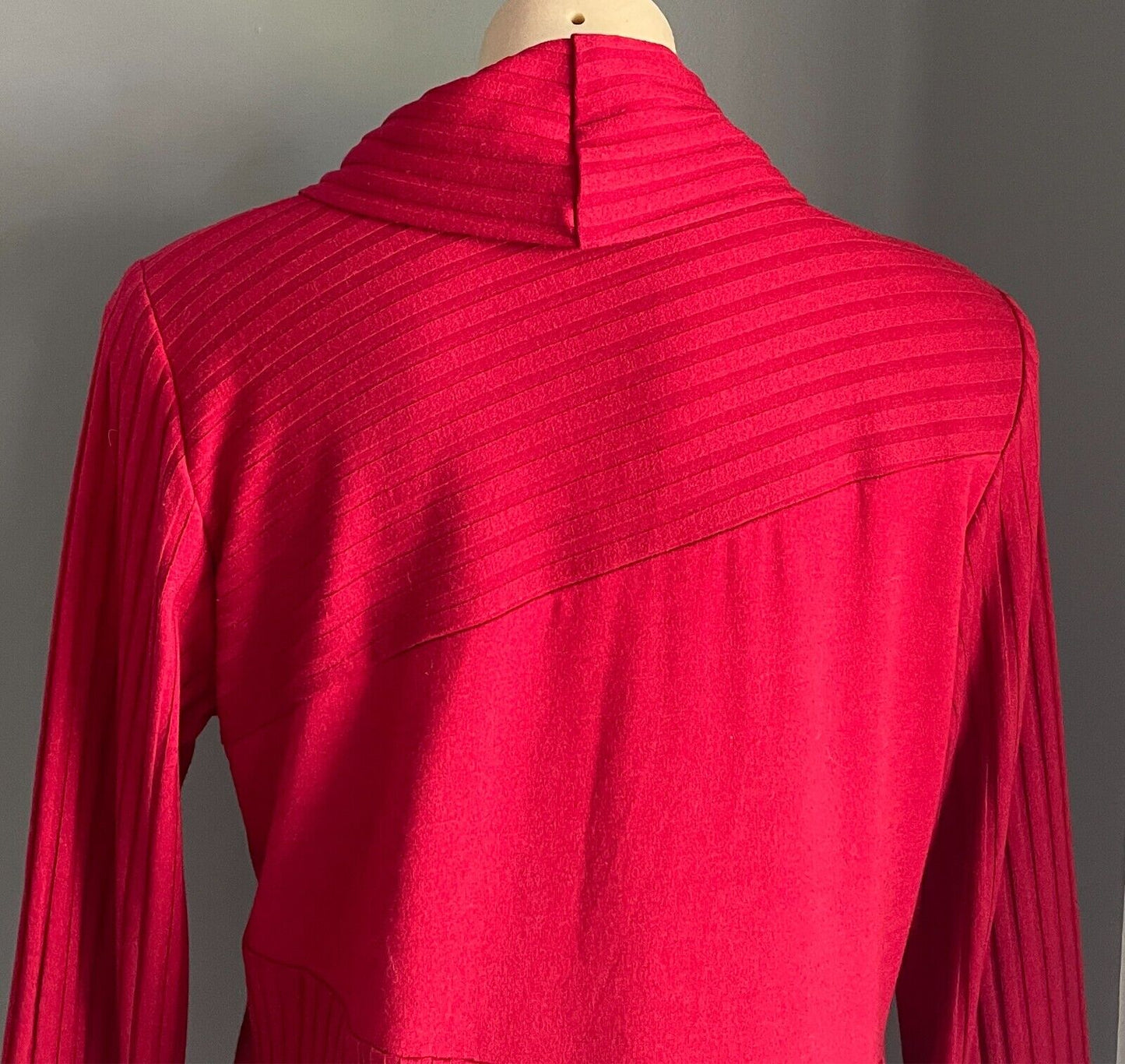 GEOFF BADE Stretch Knit Shift Dress Long Top Size 14 Turtleneck Asymmetric Hem