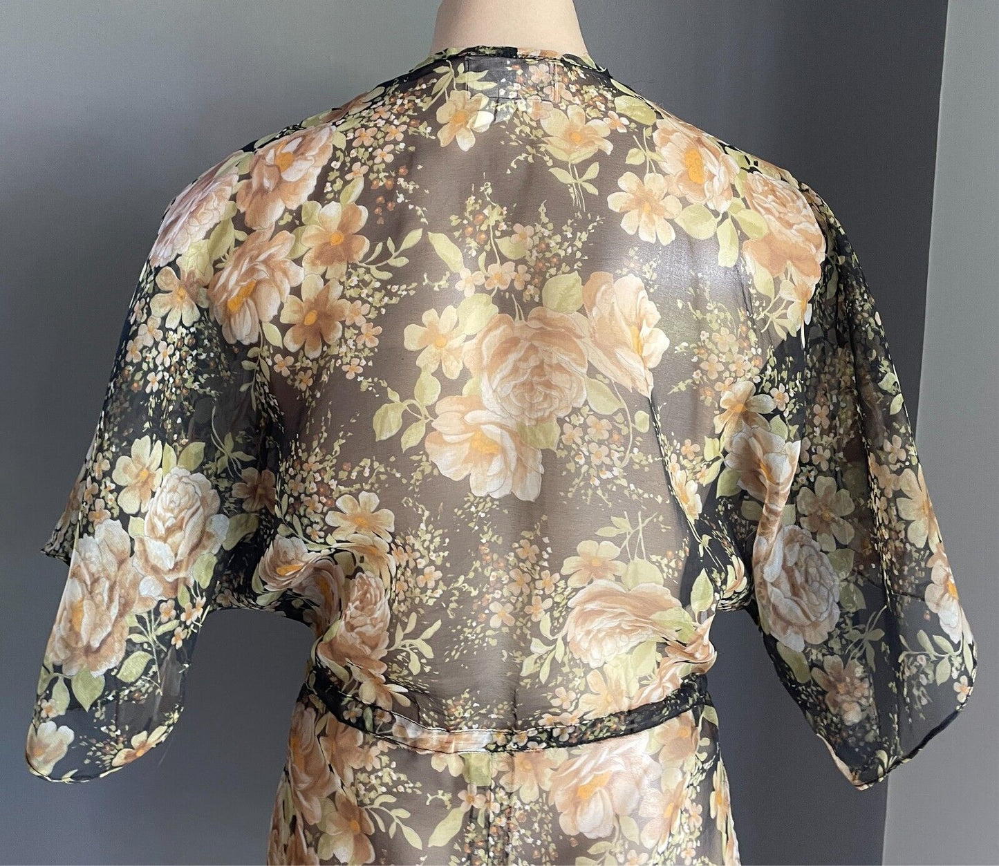 BE MY LITTLE SUGAR Sydney Floral Sheer Kaftan Long Top Dress Size 10 Drawstring