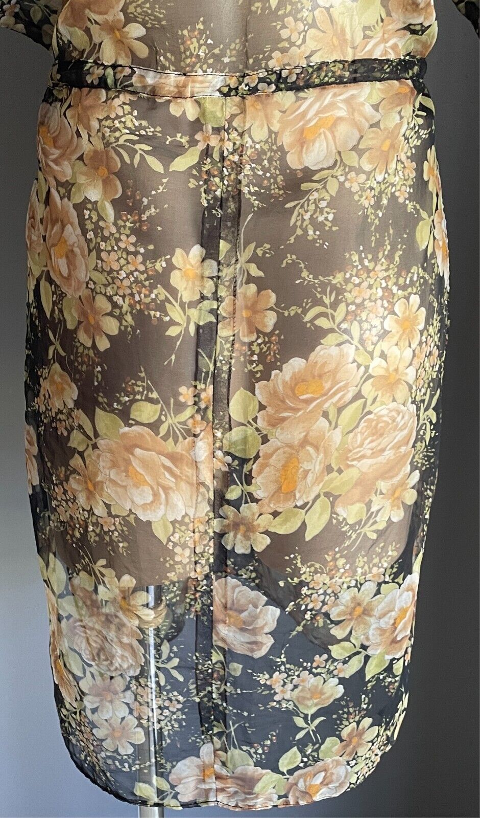 BE MY LITTLE SUGAR Sydney Floral Sheer Kaftan Long Top Dress Size 10 Drawstring