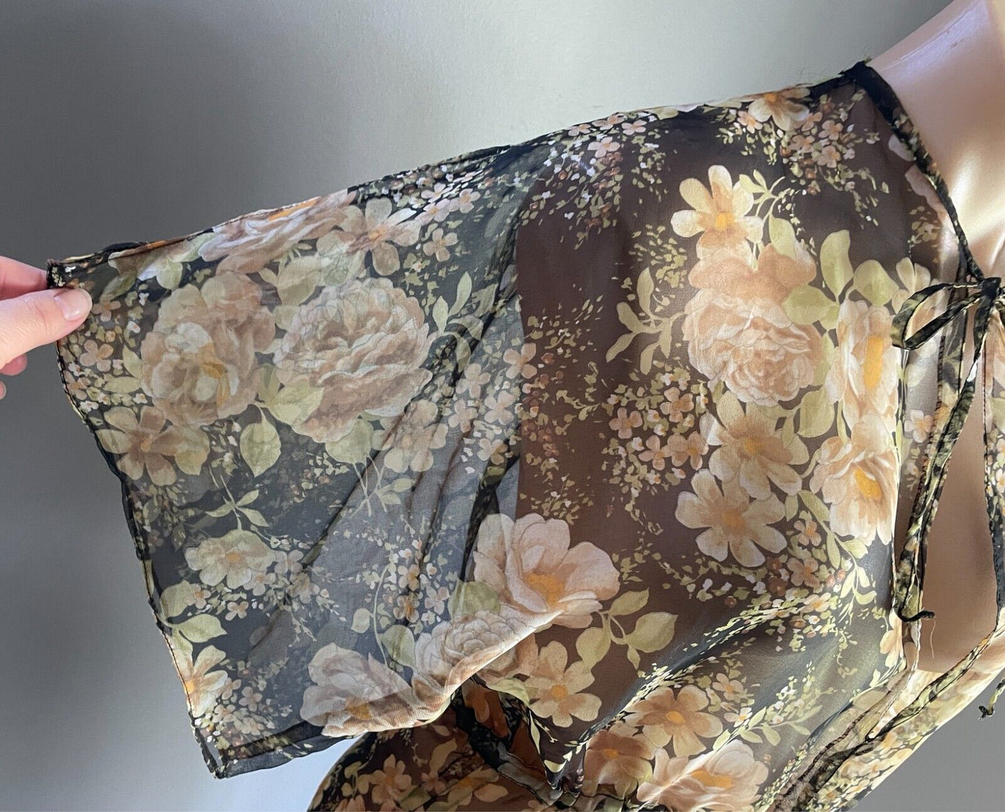 BE MY LITTLE SUGAR Sydney Floral Sheer Kaftan Long Top Dress Size 10 Drawstring