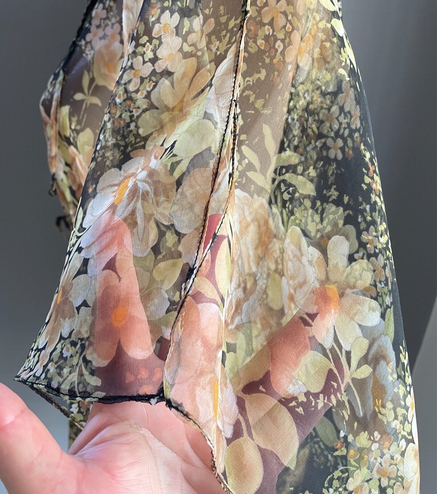 BE MY LITTLE SUGAR Sydney Floral Sheer Kaftan Long Top Dress Size 10 Drawstring