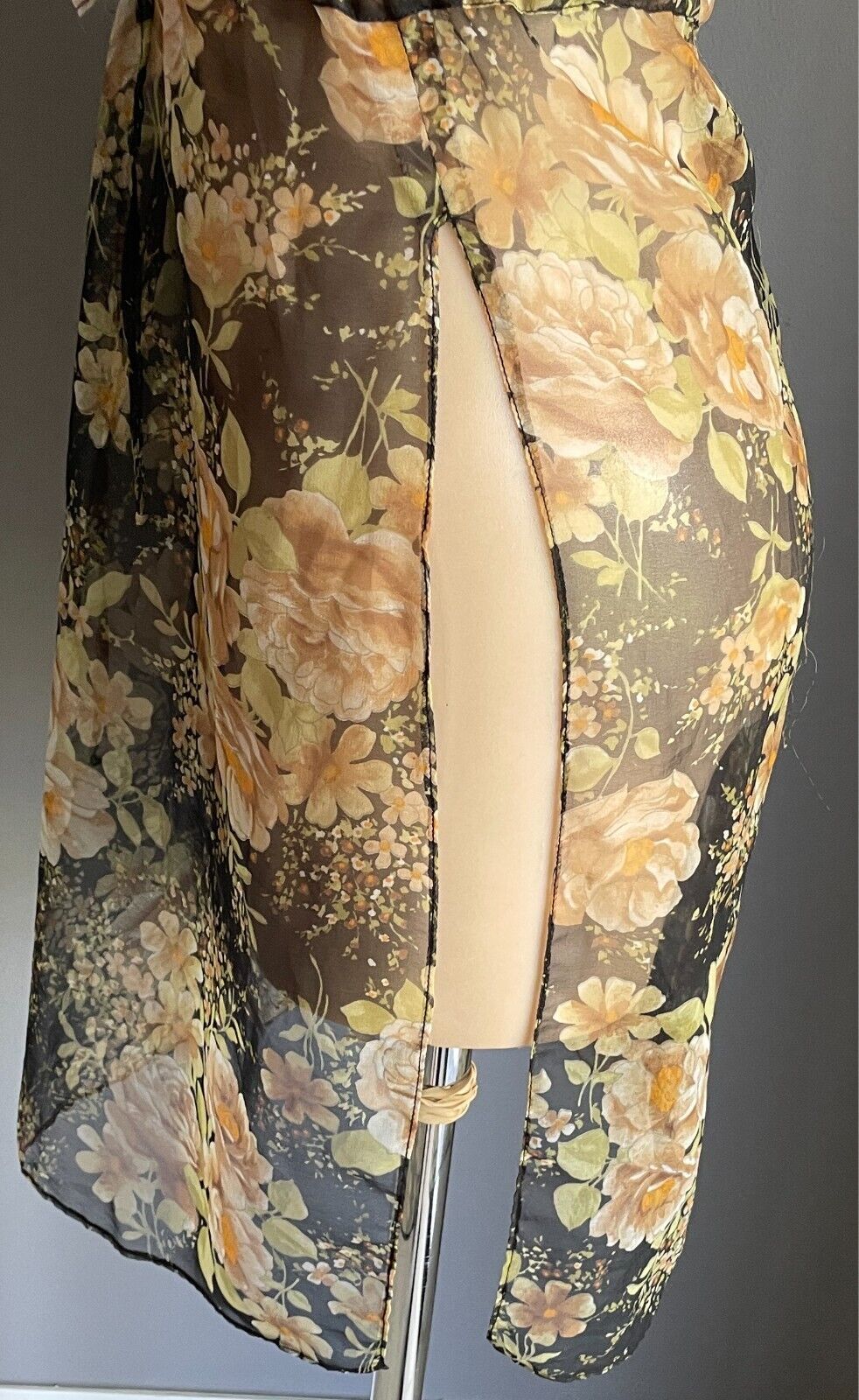 BE MY LITTLE SUGAR Sydney Floral Sheer Kaftan Long Top Dress Size 10 Drawstring