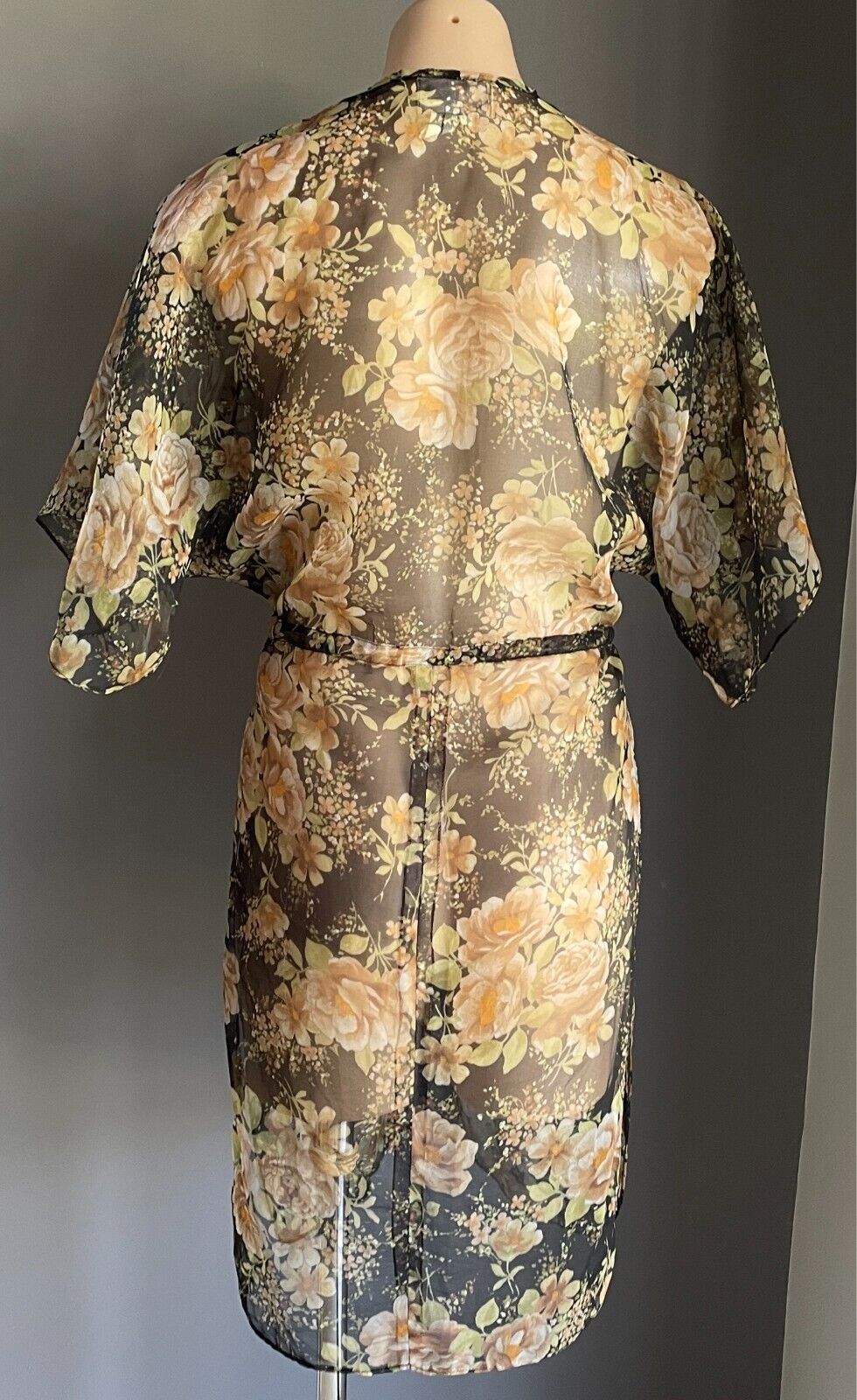 BE MY LITTLE SUGAR Sydney Floral Sheer Kaftan Long Top Dress Size 10 Drawstring
