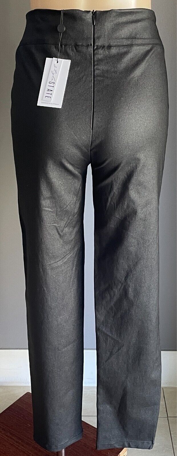 STYLE STATE Black Wet Look Stretch Skinny Leg Pants Size 14 Full Length NWT!