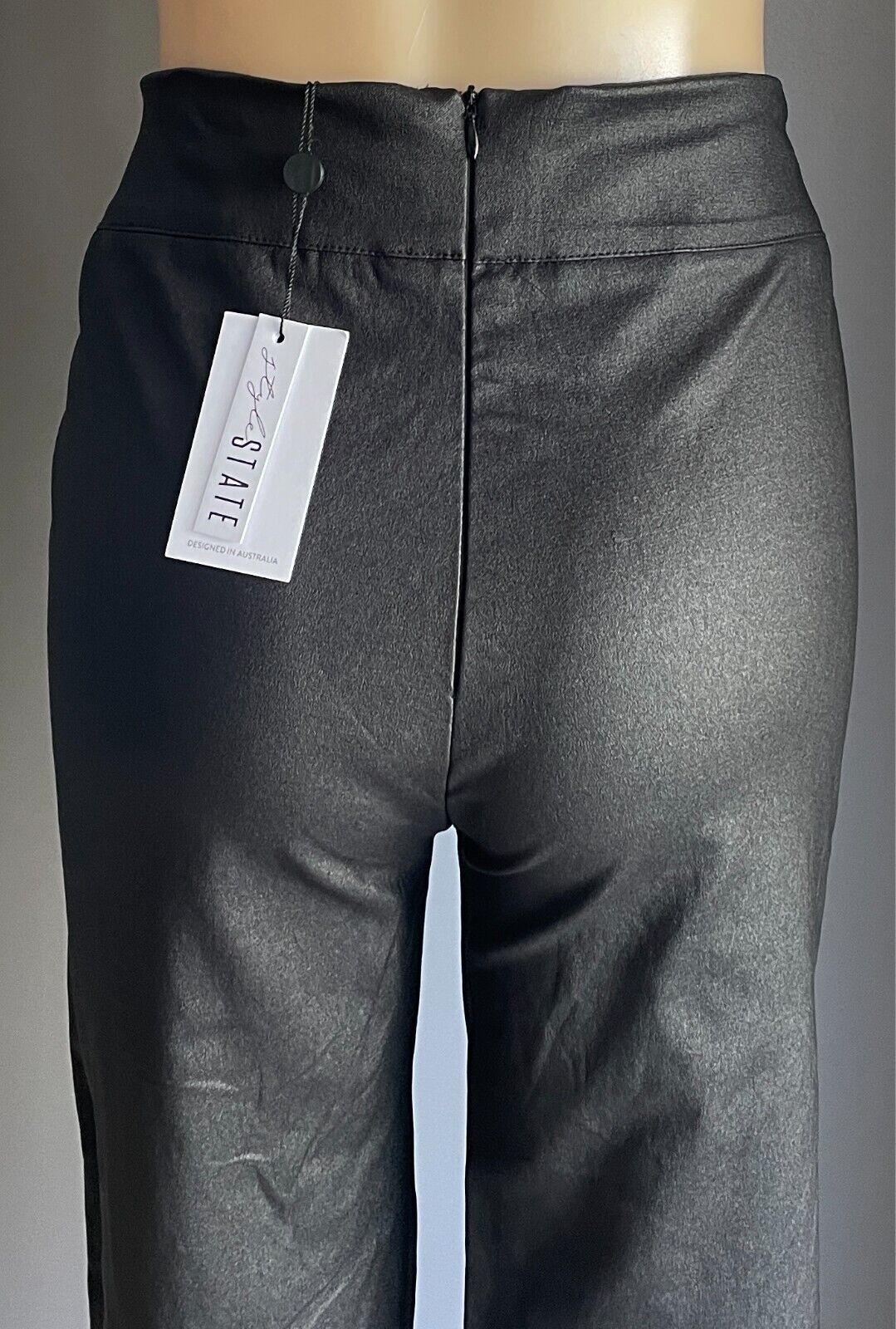 STYLE STATE Black Wet Look Stretch Skinny Leg Pants Size 14 Full Length NWT!