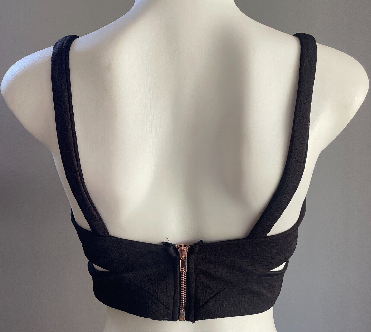 PAPER HEART Top Black Crop Cut Out Sides Bustier Size 6 8 Sleeveless Thin Straps